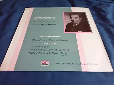 HMV 12  LP Vinyl Moiseiwitch Playing Rachmaninov's Paganini Rhapsody And Chopin • £0.99