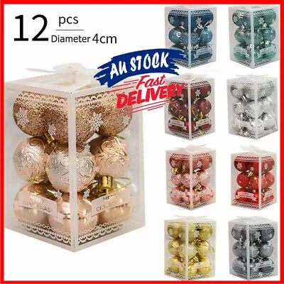 12X Christmas Tree Balls Xmas Baubles Home Decor Glitter Party Wedding Ornament • $12.01