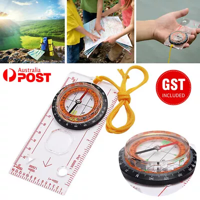 Orienteering Baseplate Compass Lensatic Map Tactical Army Gear Hiking Outdoor AU • $8.23