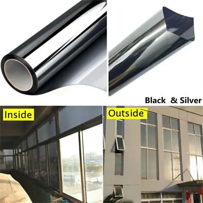 £6.99 • Buy One Way Mirror Window Film Reflective Home Privacy Solar Tint Foil Glass Sticker