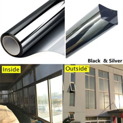 £6.99 • Buy One Way Mirror Window Film Reflective Home Privacy Solar Tint Foil Glass Sticker