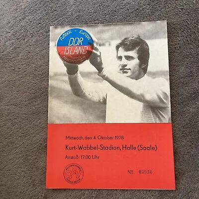 £1.75 • Buy 1978 Ddr East Germany V Iceland Euro Qualifier Qualifying Group 4 Programme Vgc