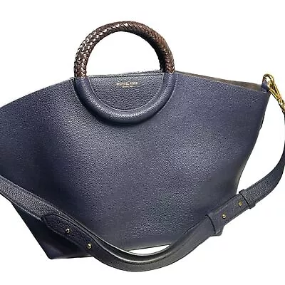 Michael Kors Purse Skorpios Collection Navy Leather Market Bag • $212.79