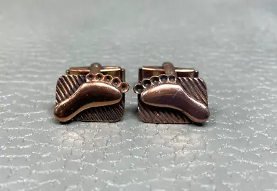 Mid Century Modern Figural Feet Copper Plated Cuff Links • $19.95