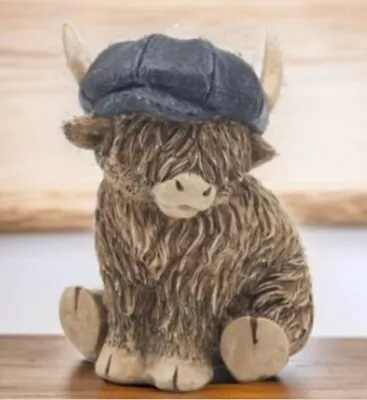 Highland Cow In A Blue  Flat Cap Ornament • £7.49