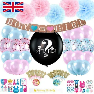 107pcs Gender Reveal Baby Shower Balloons Bunting Party Decorations Boy Or Girl • £9.58