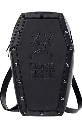 I’m Dead Inside Studded Coffin Backpack Embossed Premium Vegan Leather Black • $60