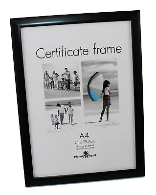 £3.29 • Buy A4 Certificate Photo Picture Frames BLACK Or SILVER INC STANDS + Hook