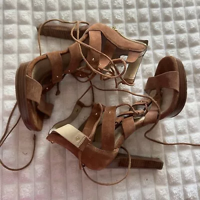 MICHAEL KORS 7Heels Sandals  Leather Lace Up Strap Tassel • $19.95