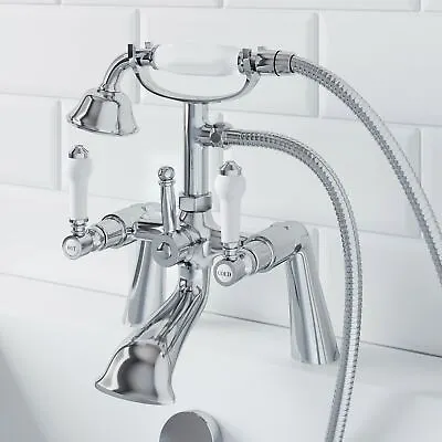 Traditional Bathroom Bath Shower Head Mixer Tap Lever Handle Polished Chrome • £65.67