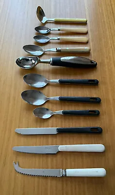 11 X Vintage Spoons Ice Cream Scoop Cheese Knife Ladle Stainless Cutlery Lot • $10