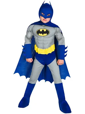 Boys Deluxe Batman Costume Dark Knight Muscle Chest Fancy Dress Child Outfit • £18.99