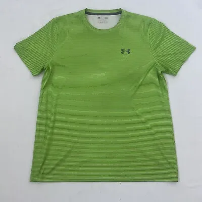 Under Armour Heat Gear Fitted Shirt Mens Adult Large Green Short Sleeve Running • $24.95