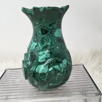 African Carved Malachite Vase 7”H X 4.5”W Healing Crystal 3lb 13oz • $206.25