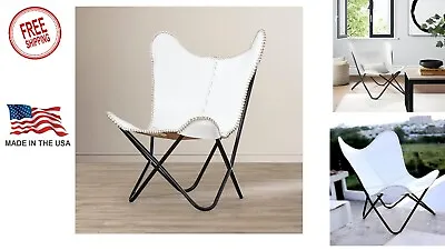 Comfortable Relax Arm Hand Made White Leather Cover Chair Home Rooms Furniture  • $245.99
