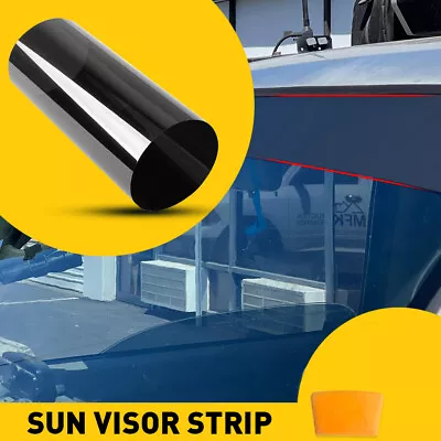 Black Sun Visor Banner Windshield Strip Vinyl Long Premium Lasting Blank Decal • $9.49