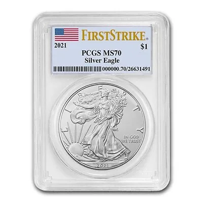 2021 American Silver Eagle (Type 1) MS-70 PCGS (FirstStrike®) • $53.79