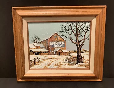 VTG Framed C. Carson Morton Salt Barn Winter  Scene Oil Canvas CERT Authentic • $34.95