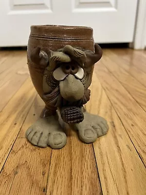 VTG Karlinsey DEVIL SATAN Beard Ugly Horns Feet Art Pottery Stoneware Mug Cup • $34.95