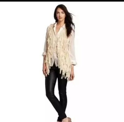  Anthropologie Mcginn Lupita Fringe Vest Cardigan Sz Small  • $12