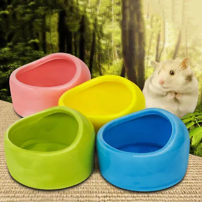 Cute Hamster Feeding Bowl Ceramic Small Pets Basin Rabbit Food Water Feeder Dish • £8.39