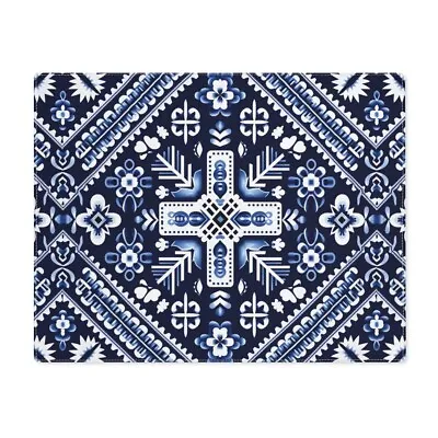 Placemat Beige Blue White Cross Bandana Mexican Pattern Cotton Wedding Table • $29.95