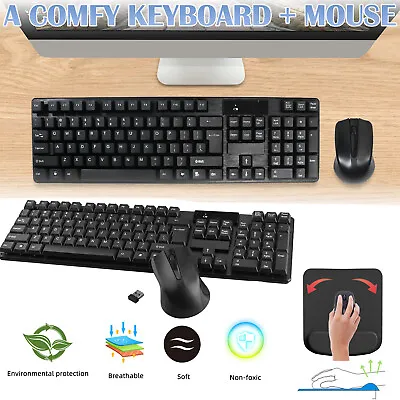 USB Wireless Computer Keyboard And Optical Mouse Ergonomic For Windows Mac • $26.95