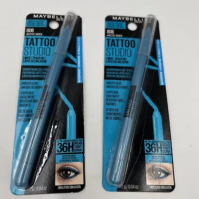 2 Pack Maybelline Tattoo Studio Liner Gel Pencil 0.04 Oz Sealed 806 Arctic Skies • $9.99