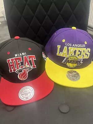 LA LAKERS And MIAMI HEAT  Mitchell And Ness Nostalgia Snap Back Cap Hats • £18