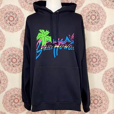 Gucci Black Hawaii Graphic Hoodie Sweatshirt Size 3XL 626989 Logo Cotton Retro • $550