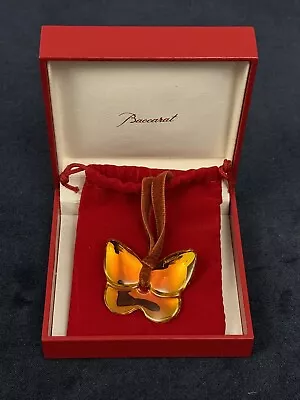 Baccarat Crystal Iridescent Butterfly Pendant Choker Necklace Amber/ Gold Boxed • £119.99