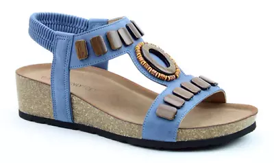 £39.95 • Buy Womens Heavenly Feet Sandals Low Wedge Bohemian Boho Aztec Embellished Shoes
