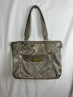 Judith Ripka Gray Leather Handbag W/Python Snake Embossed Finish  • $49.99