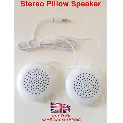 Pillow Speakers Pair Stereo Mini 3.5mm Plug For Mobile Tablet CD  - UK Seller • £5.50
