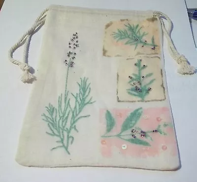 6 Ivory 5x7  Muslin With Lavender Plants Printed On Front Drawstring Favor Bags • $25.49