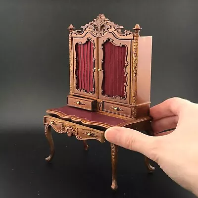 Victorian Bookcase Desk Chest Drawers Shelves Table 1:12 Dollhouse Miniature • $115