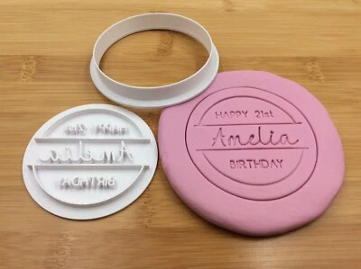 $9.26 • Buy Custom Personalized Name Happy Birthday Age Cookie Fondant Embosser Stamp 