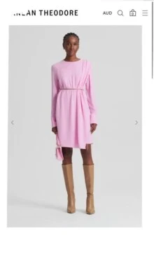 $290 • Buy Scanlan Theodore Pink Crepe Mini Dress RRP $850 Size 6 Brand New With Tags