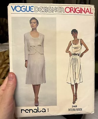 VOGUE 2469 RENATA Dress Vintage Designer Sewing Pattern Size 12 3 Piece Suit WOW • $10