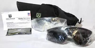 NEW Revision Military Sawfly Sunglasses Black Plastic Frame W/clear Lens & Case • $34.99