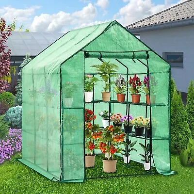 Walk In Garden Greenhouse Grow House With 8 Shelves Cold Frame 143 X 216 X 195cm • £69.99