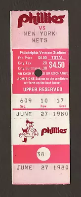 6/27/1980 Philadelphia Phillies Vs New York Mets Ticket Stub #T287 • $8.99