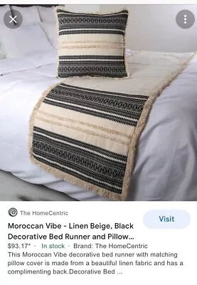 Bed Runner For Queen Bed Moroccan Vibe Great For STR Or Vacation Home • $39.95