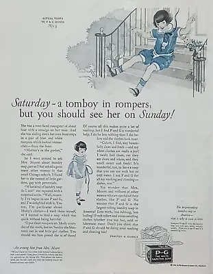1926 P & G White Naphtha Soap Vintage Print Ad 1920s Girl Tomboy Toy Rabbit • $11.99