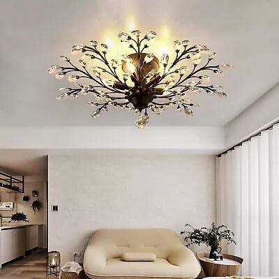 Vintage 5-Light Crystal Chandelier Bedroom Ceiling Fixture Branches Pendant Lamp • $71.25