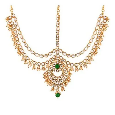 Indian Bollywood Gold Plated Kundan Choker Bridal Tikka Tika Mang Jewelry Set A • $22.09