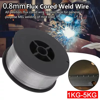 Gasless Welding Wire MIG Flux Cored Reel Spool Roll Flux Cored No Gas 0.8mm 5kg • £8.80