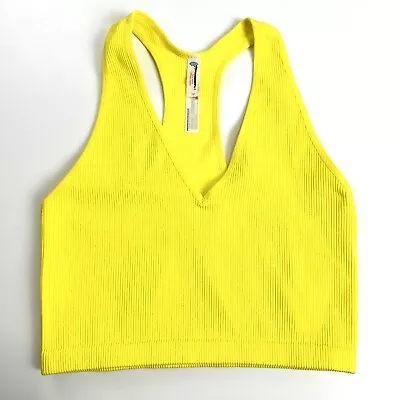 Free People NEW Women’s Sz L Free Throw Crop Tank Stretchy Ribbed Optic Yellow • $15.98
