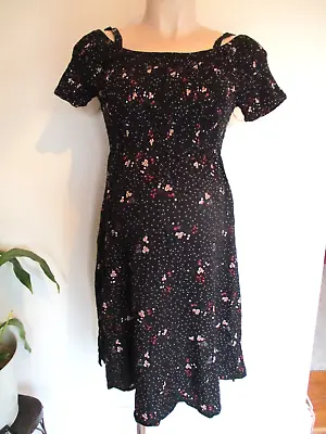 £25 • Buy Seraphine Maternity Black Spot Ditsy Smocked Bardot Tea Dress Size 10