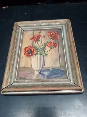 Vintage Poppies 27205 Print Litho USA Morris & Bendien NY Frame 7  X 5-3/4  OD • $21.59